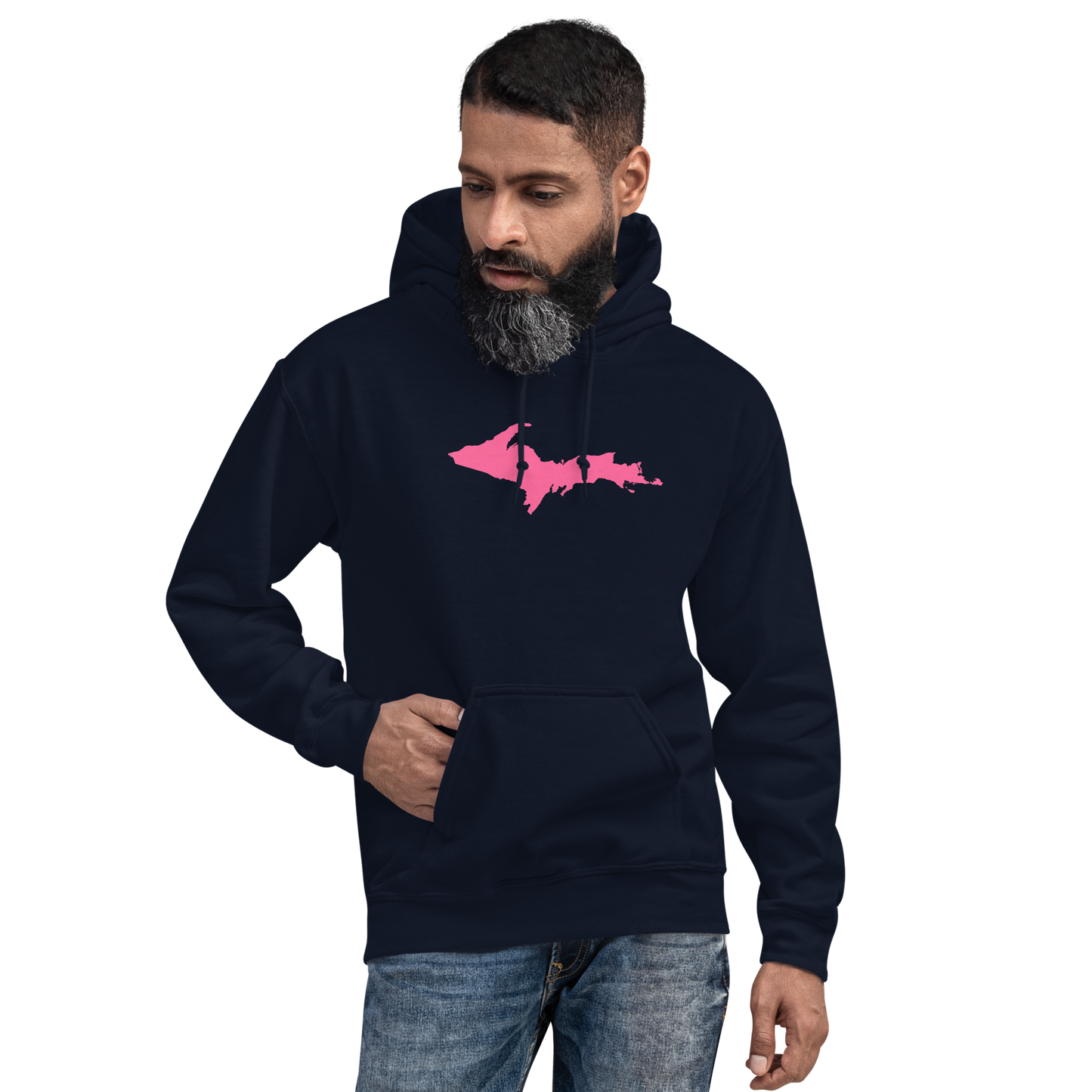 Michigan Upper Peninsula Hoodie (w/ Pink UP Outline) | Unisex Standard