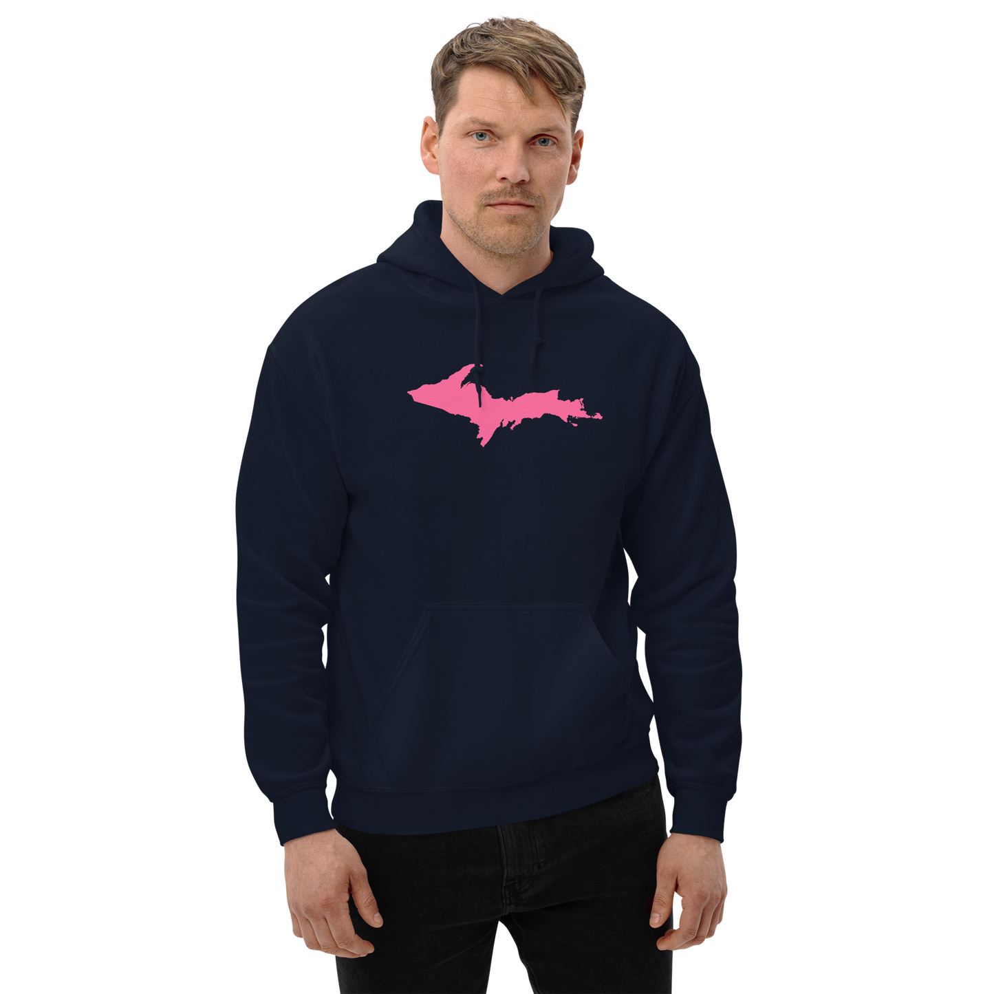 Michigan Upper Peninsula Hoodie (w/ Pink UP Outline) | Unisex Standard