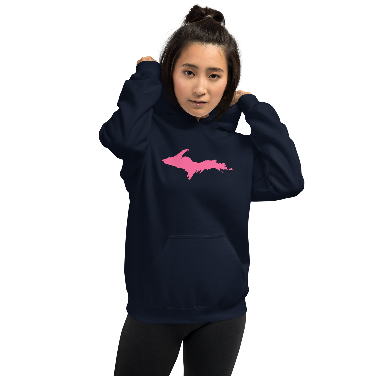 Michigan Upper Peninsula Hoodie (w/ Pink UP Outline) | Unisex Standard