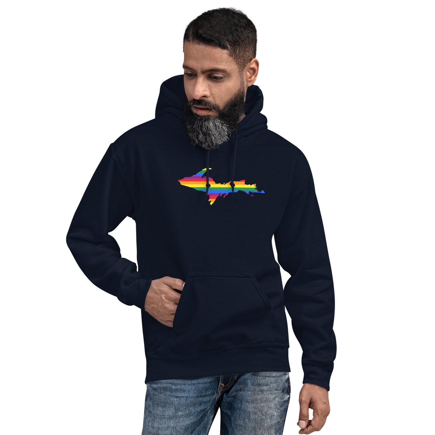 Michigan Upper Peninsula Hoodie (w/ UP Pride Flag Outline) | Unisex Standard