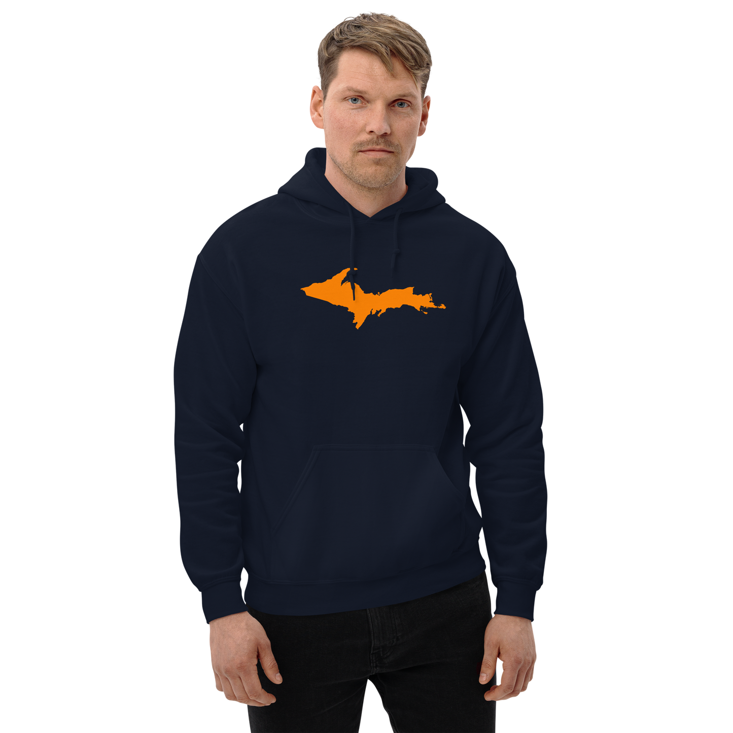 Michigan Upper Peninsula Hoodie (w/ Orange UP Outline) | Unisex Standard