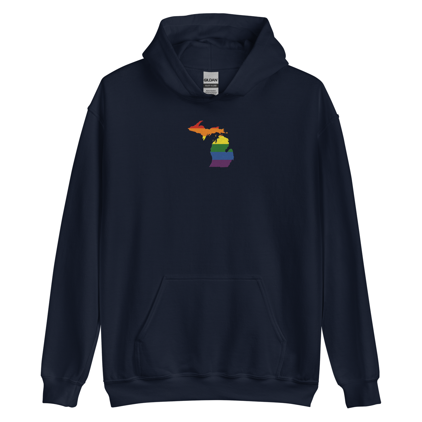 Michigan Hoodie (w/ MI Rainbow Pride Flag) | Unisex Standard - Emb.