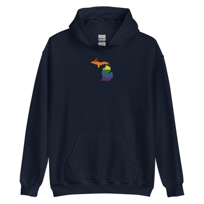 Michigan Hoodie (w/ MI Rainbow Pride Flag) | Unisex Standard - Emb.