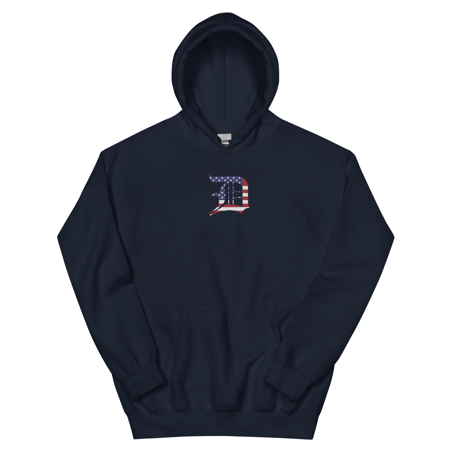 Detroit 'Old English D' Hoodie (Patriotic Edition) | Unisex Standard - Emb.