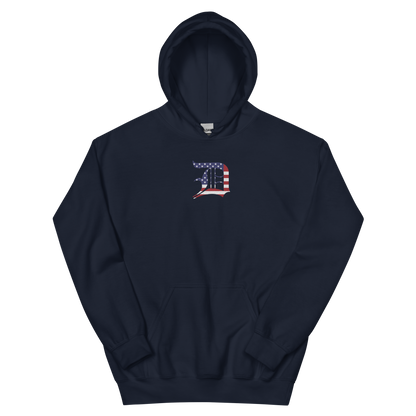 Detroit 'Old English D' Hoodie (Patriotic Edition) | Unisex Standard - Emb.