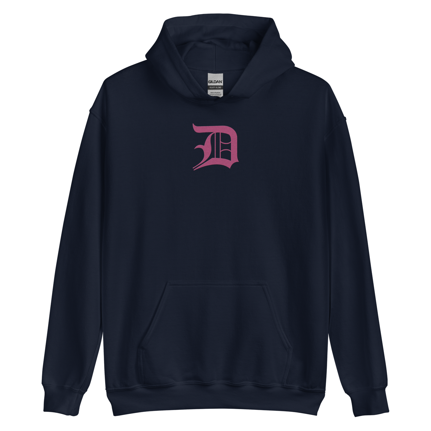 Detroit 'Old English D' Hoodie (Apple Blossom Pink) | Unisex Standard - Emb.