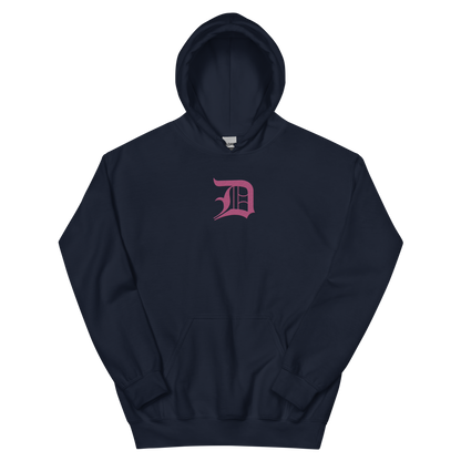 Detroit 'Old English D' Hoodie (Apple Blossom Pink) | Unisex Standard - Emb.