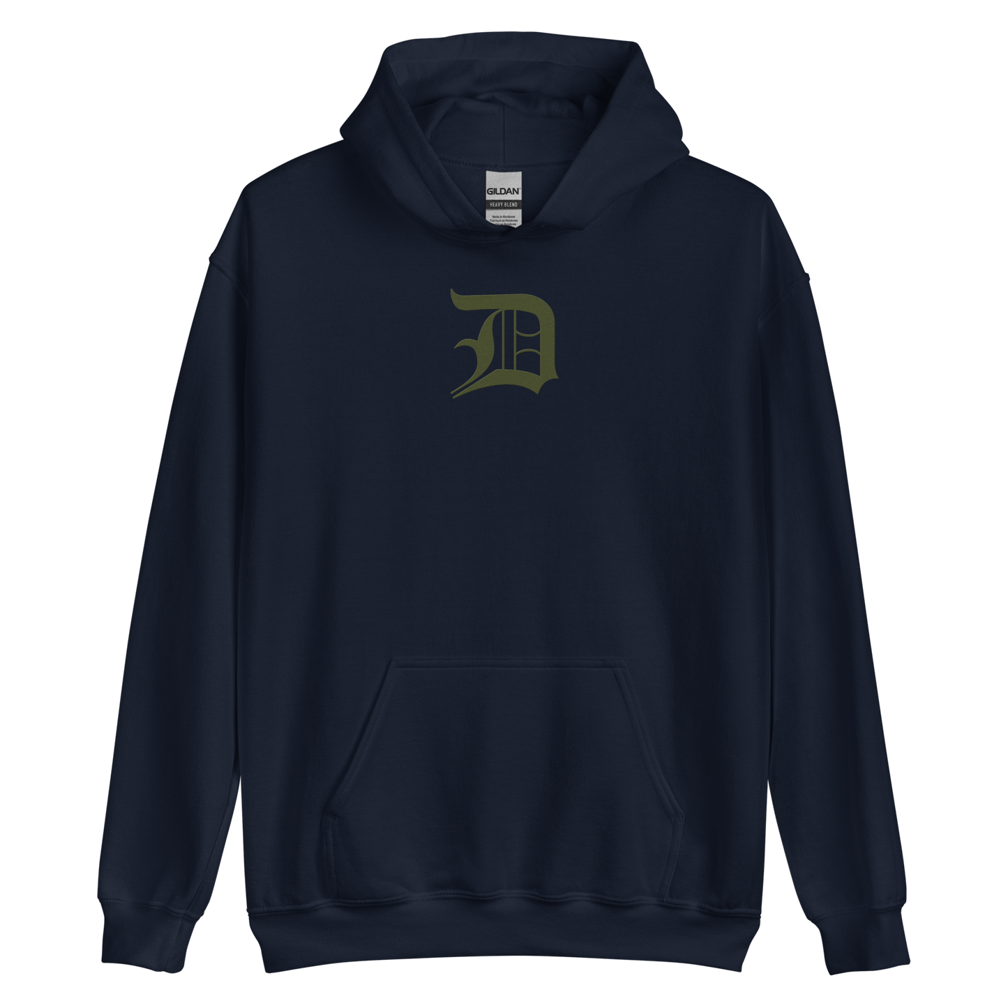 Detroit 'Old English D' Hoodie (Army Green) | Unisex Standard - Emb.