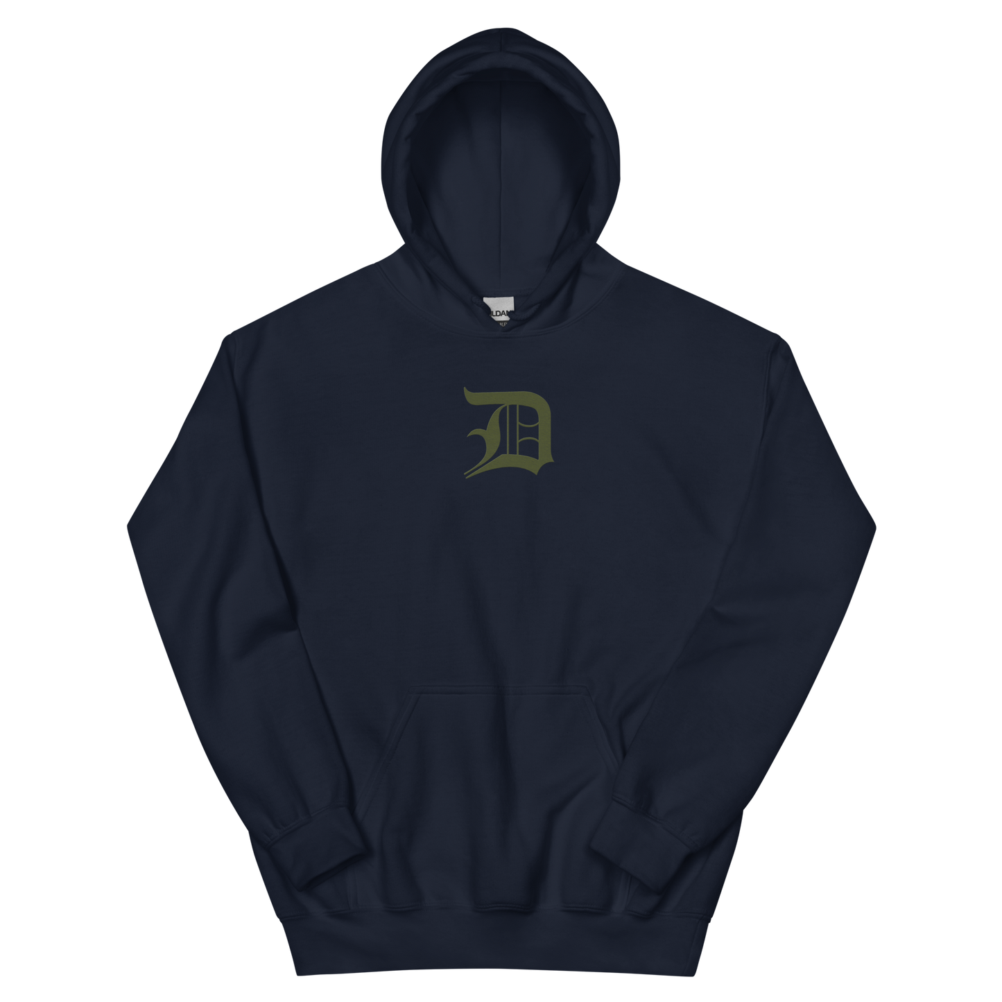 Detroit 'Old English D' Hoodie (Army Green) | Unisex Standard - Emb.