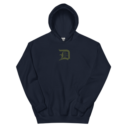 Detroit 'Old English D' Hoodie (Army Green) | Unisex Standard - Emb.