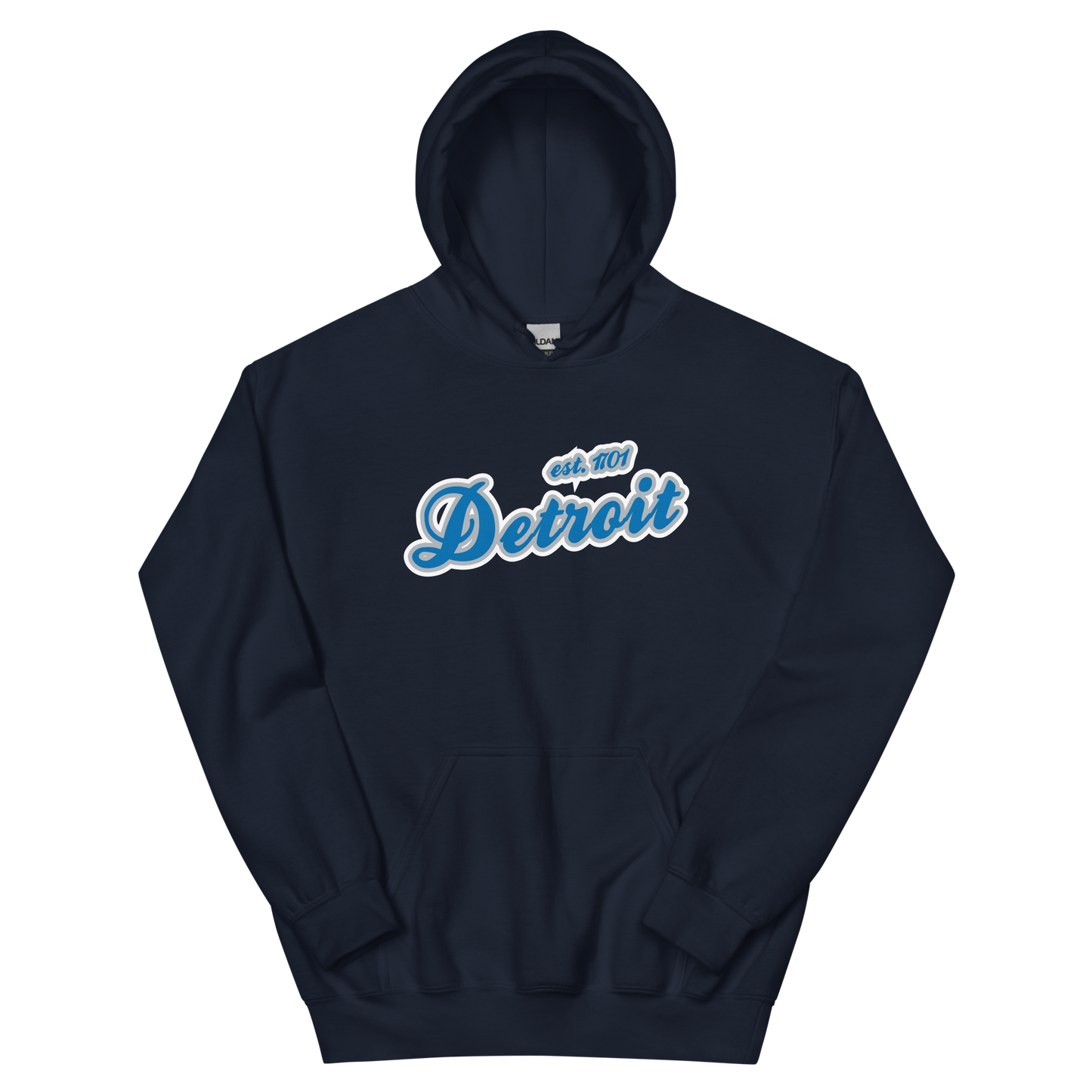 'Detroit EST. 1701' Hoodie (Azure Script Font) | Unisex Standard