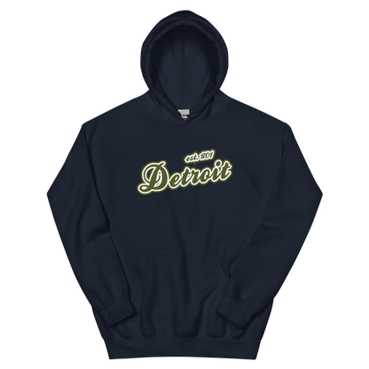 'Detroit EST. 1701' Hoodie (Army Green Script Font) | Unisex Standard