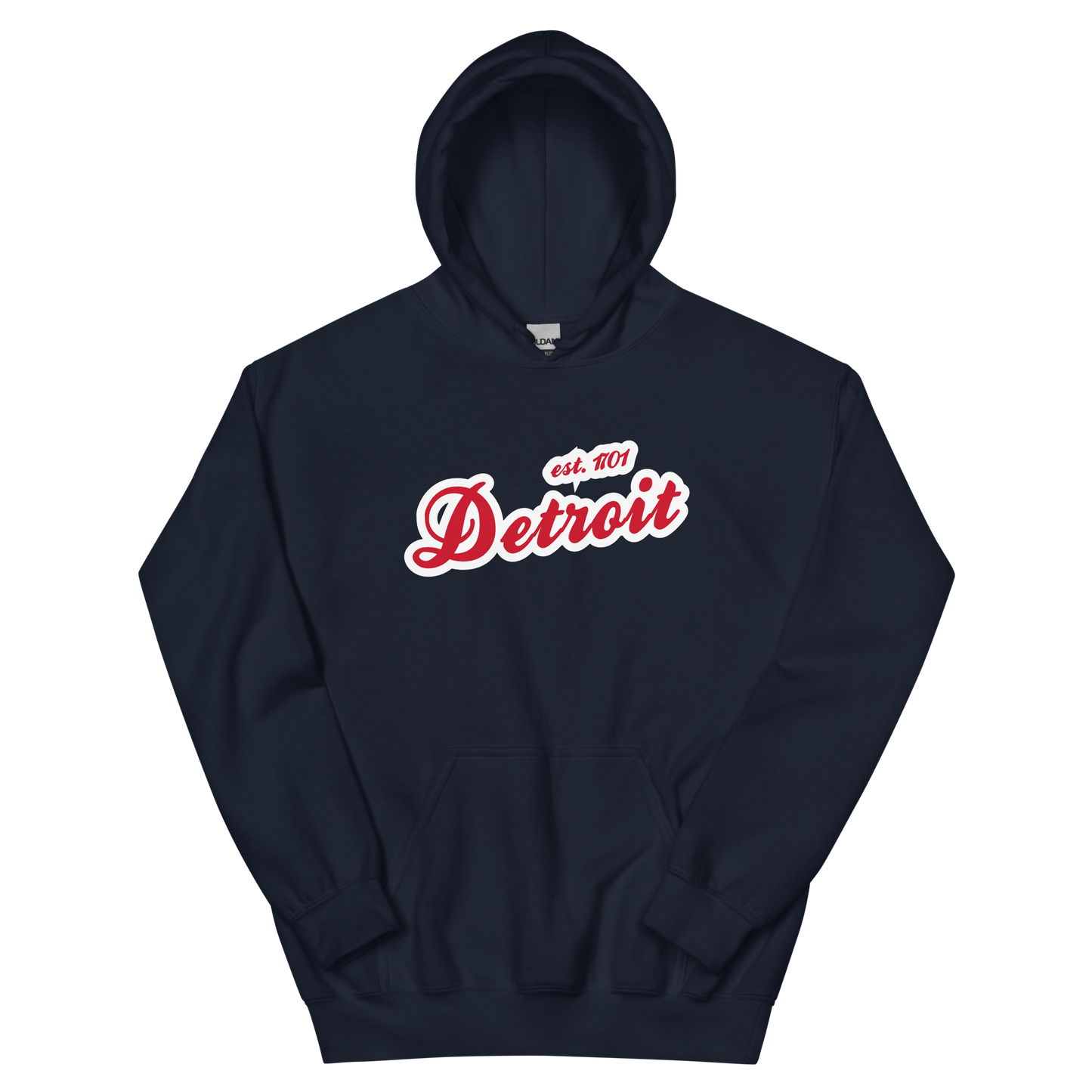 'Detroit EST. 1701' Hoodie (Aliform Red Script Font) | Unisex Standard