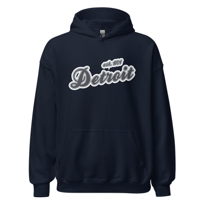 'Detroit EST. 1701' Hoodie (Iron Ore Grey Script Font) | Unisex Standard