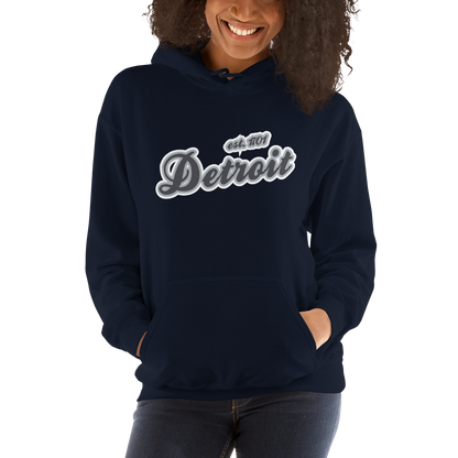 'Detroit EST. 1701' Hoodie (Iron Ore Grey Script Font) | Unisex Standard