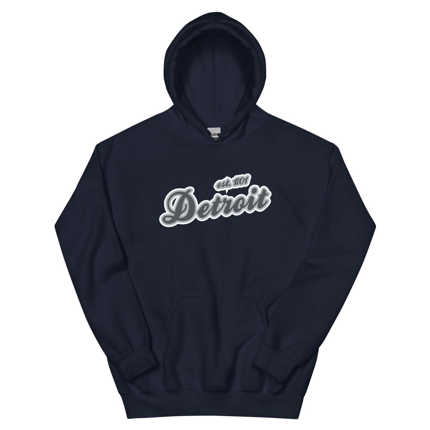 'Detroit EST. 1701' Hoodie (Iron Ore Grey Script Font) | Unisex Standard