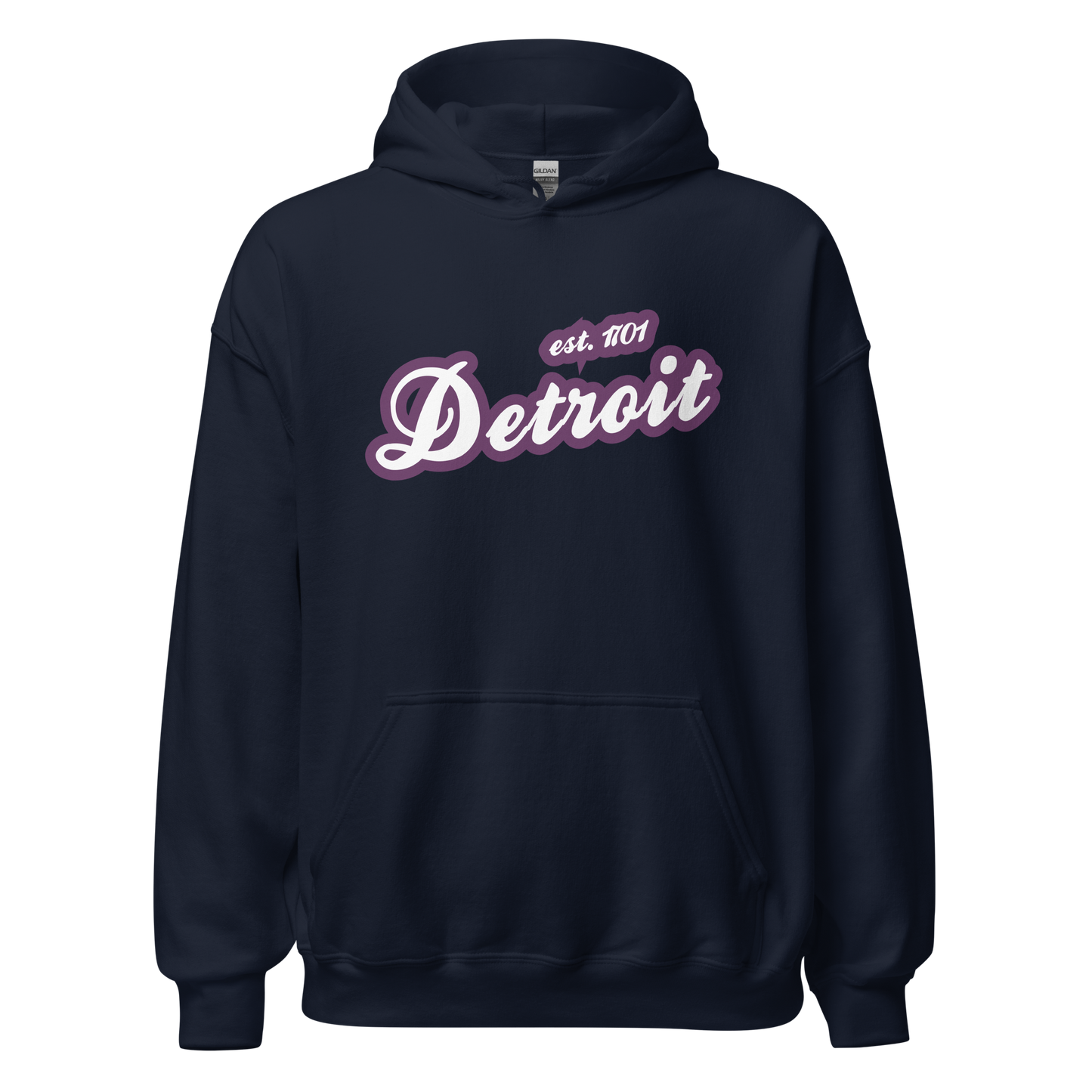 'Detroit EST. 1701' Hoodie (Plum Script Font) | Unisex Standard