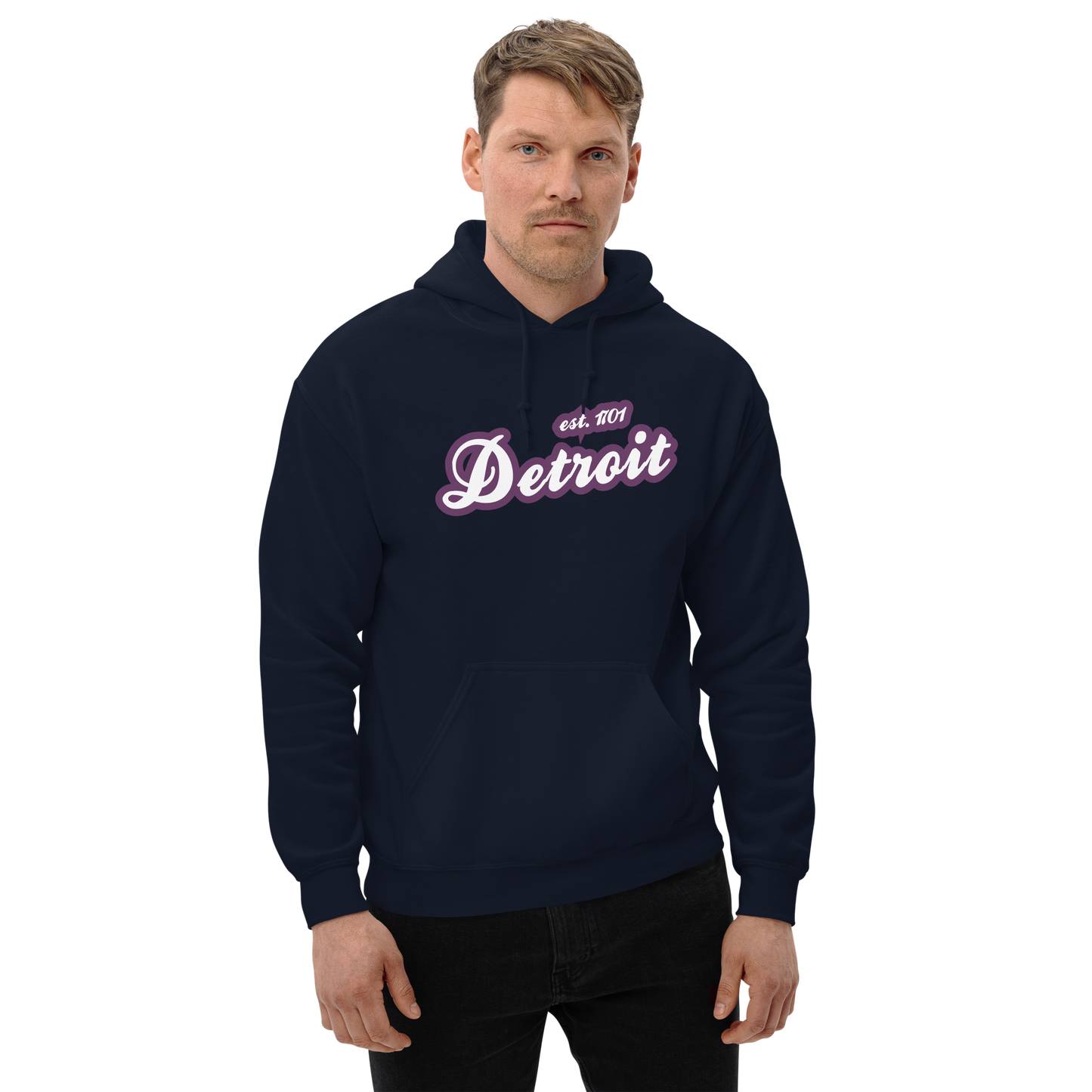 'Detroit EST. 1701' Hoodie (Plum Script Font) | Unisex Standard