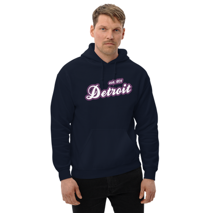 'Detroit EST. 1701' Hoodie (Plum Script Font) | Unisex Standard