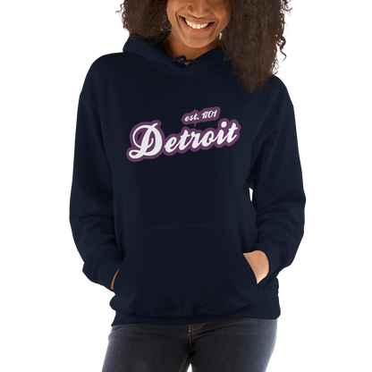 'Detroit EST. 1701' Hoodie (Plum Script Font) | Unisex Standard