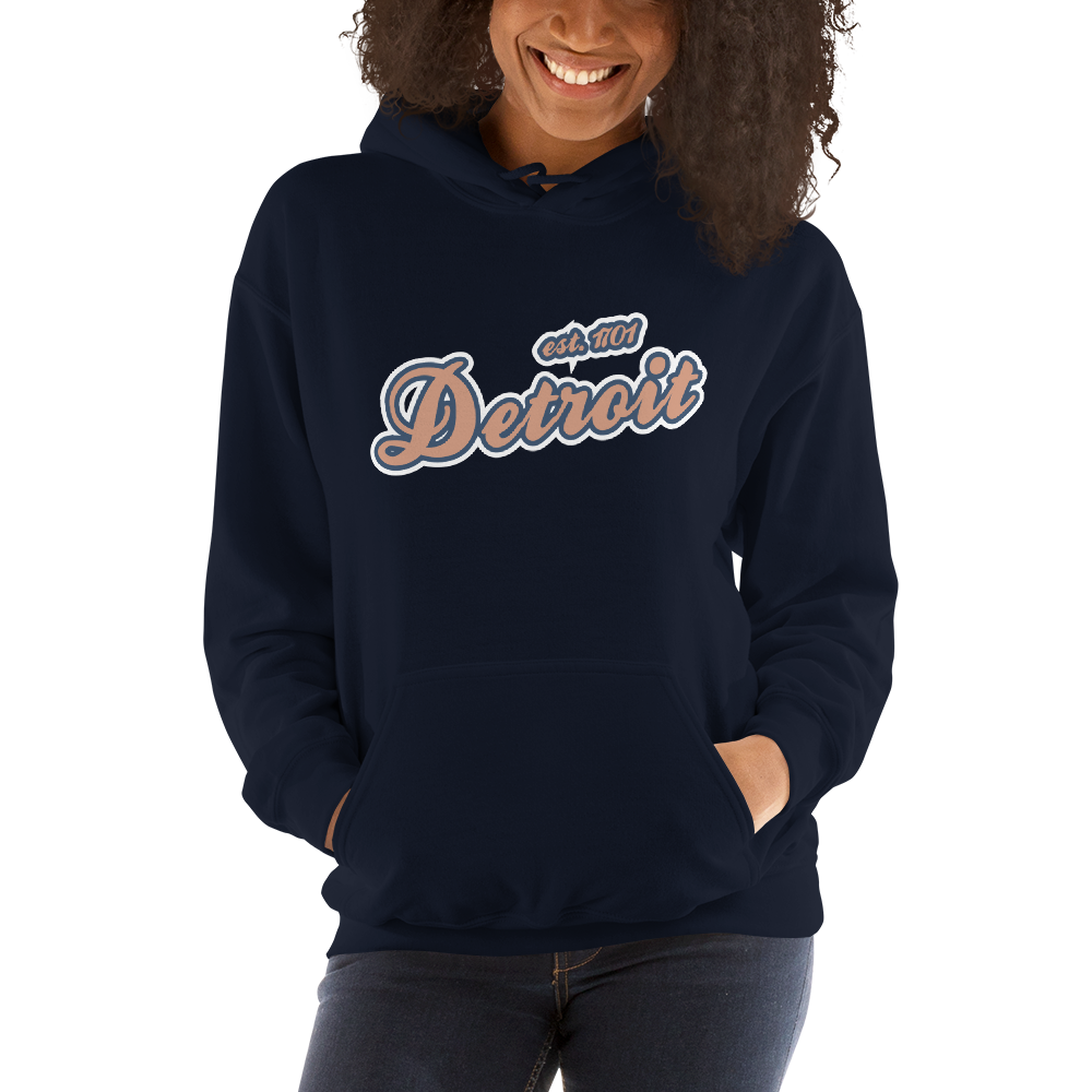 'Detroit EST. 1701' Hoodie (Copper Script Font) | Unisex Standard