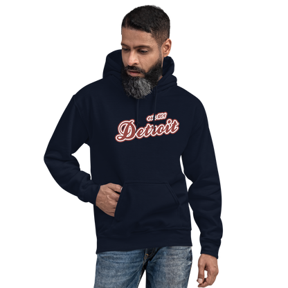 'Detroit EST. 1701' Hoodie (Ore Dock Red Script Font) | Unisex Standard