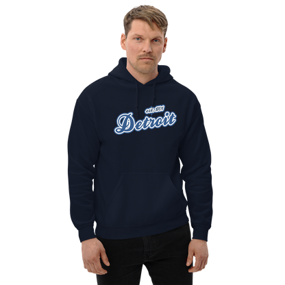 'Detroit EST. 1701' Hoodie (Dearborn Blue Script Font) | Unisex Standard