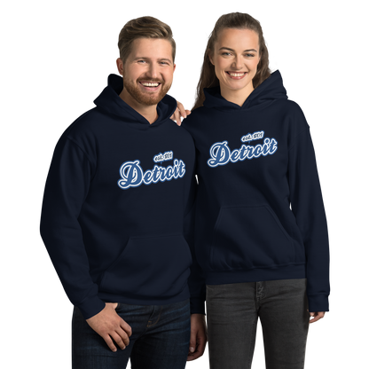 'Detroit EST. 1701' Hoodie (Dearborn Blue Script Font) | Unisex Standard