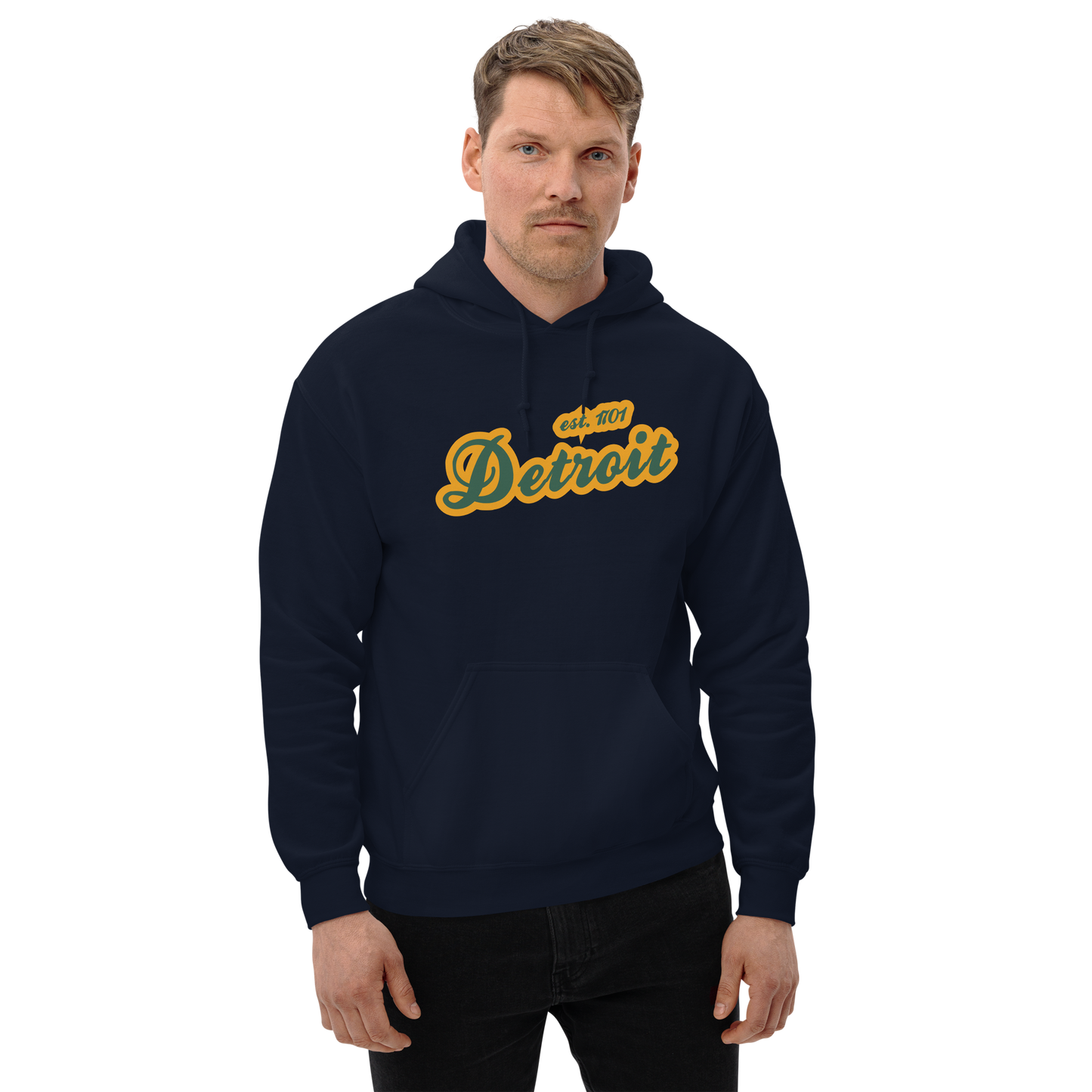 'Detroit EST. 1701' Hoodie (Ginger Ale Green Script Font) | Unisex Standard