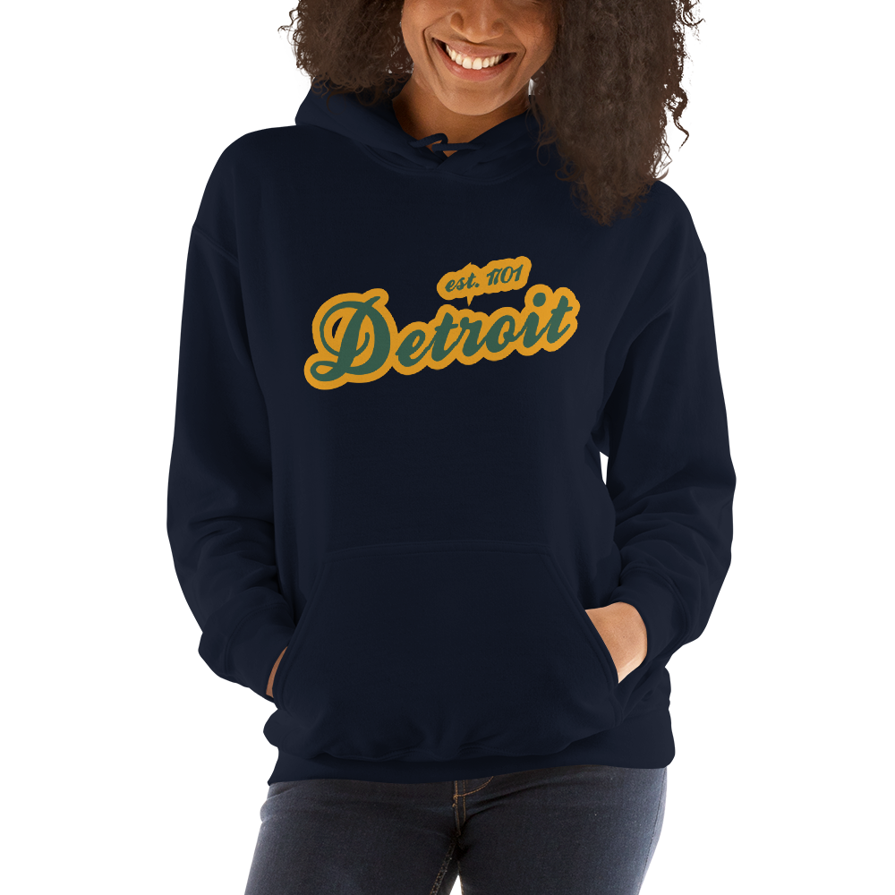 'Detroit EST. 1701' Hoodie (Ginger Ale Green Script Font) | Unisex Standard