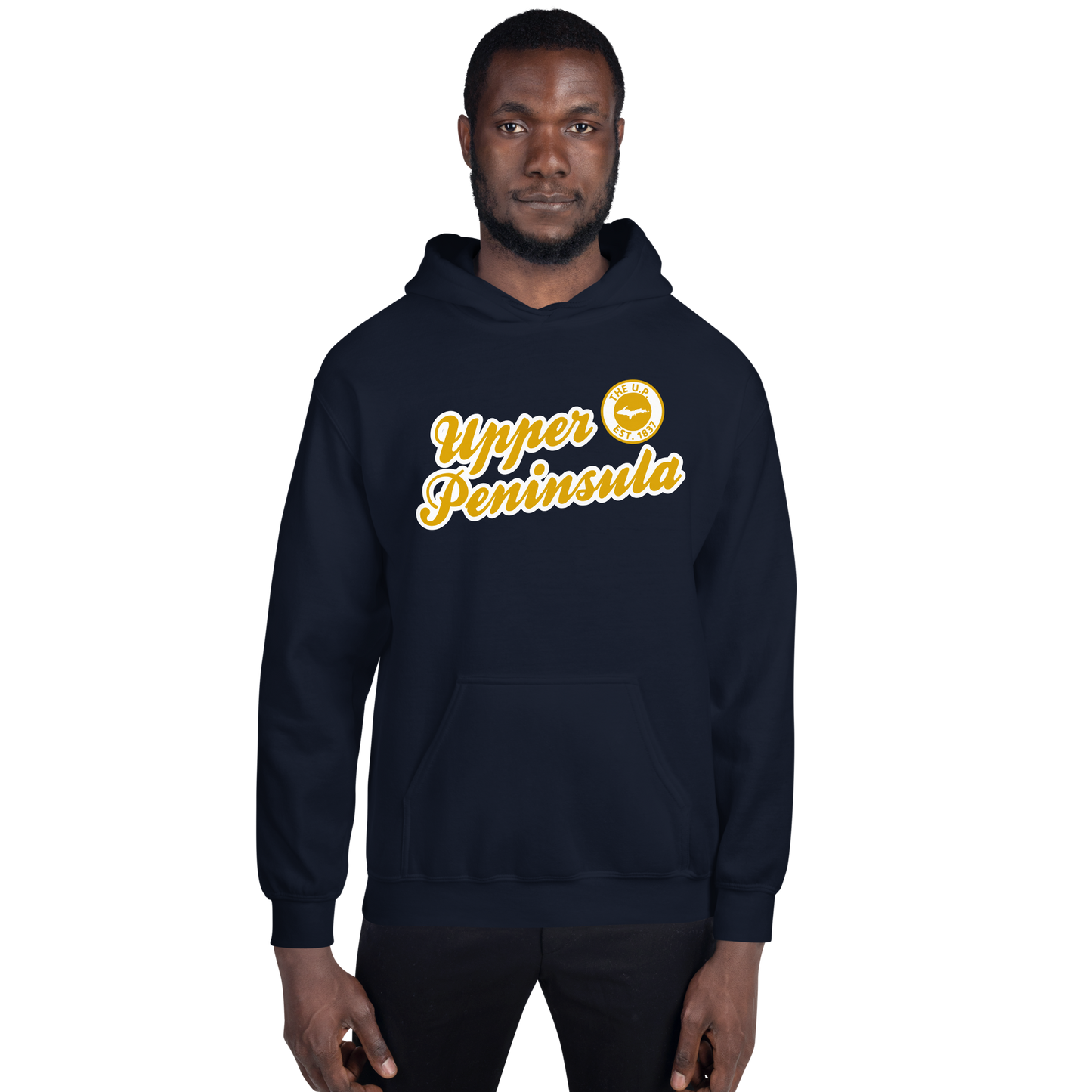 'Upper Peninsula EST. 1837' Hoodie (Gold Script Font) | Unisex Standard