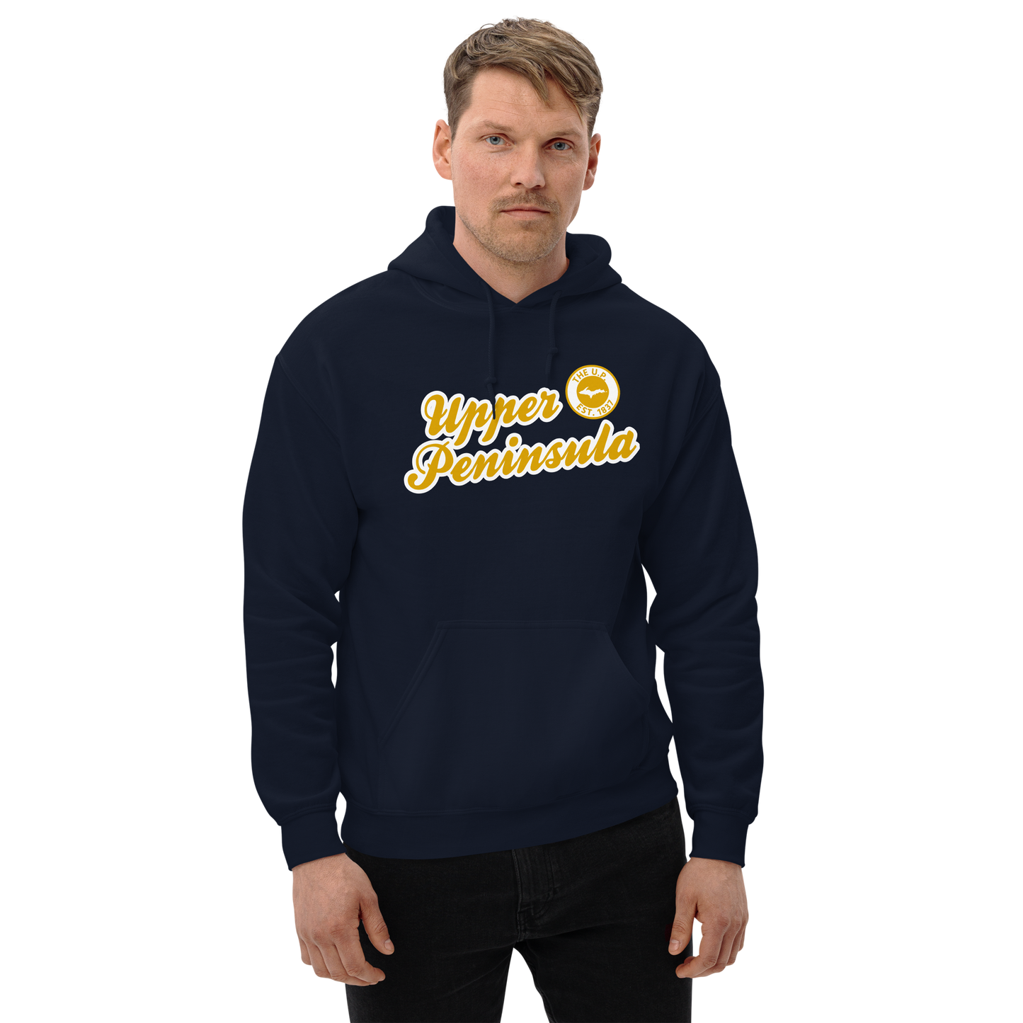 'Upper Peninsula EST. 1837' Hoodie (Gold Script Font) | Unisex Standard