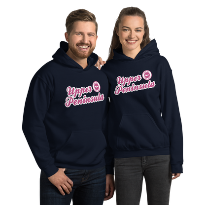 'Upper Peninsula EST. 1837' Hoodie (Apple Blossom Pink Script Font) | Unisex Standard