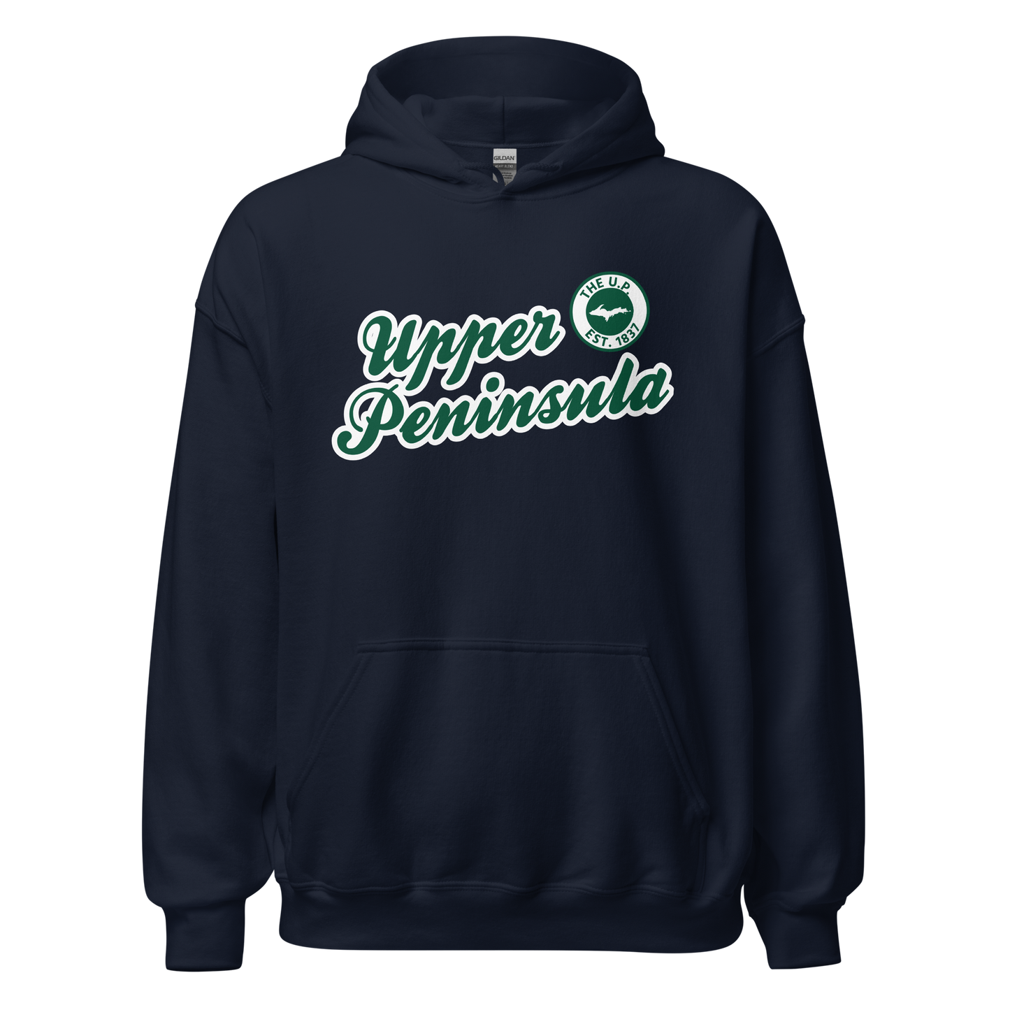 'Upper Peninsula EST. 1837' Hoodie (Superior Green Script Font) | Unisex Standard