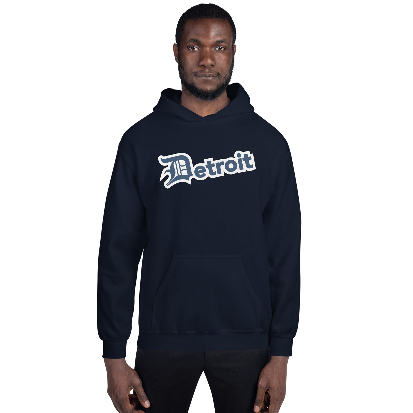 'Detroit' Hoodie (Navy w/ Old English 'D') | Unisex Standard