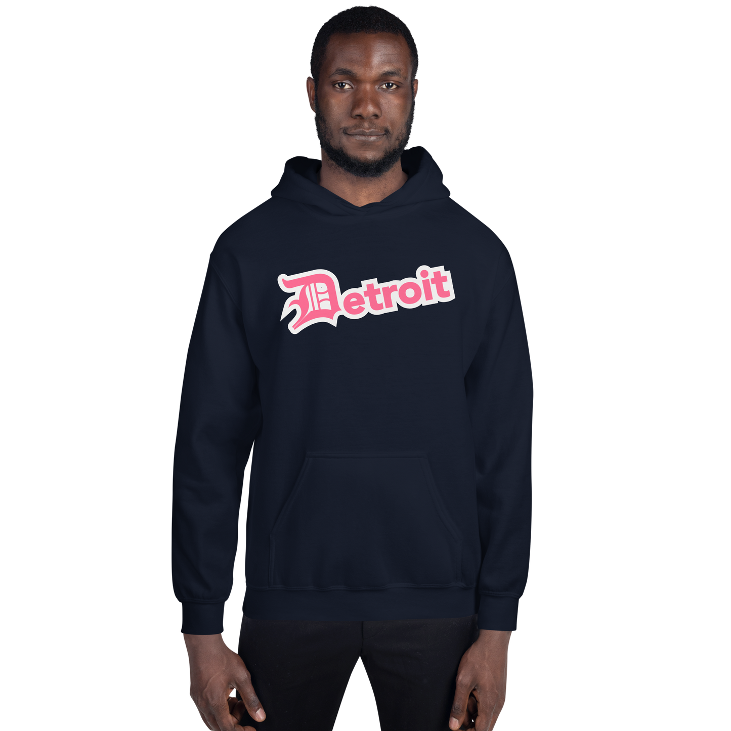 'Detroit' Hoodie (Rhodochrosite Pink w/ Old English 'D') | Unisex Standard