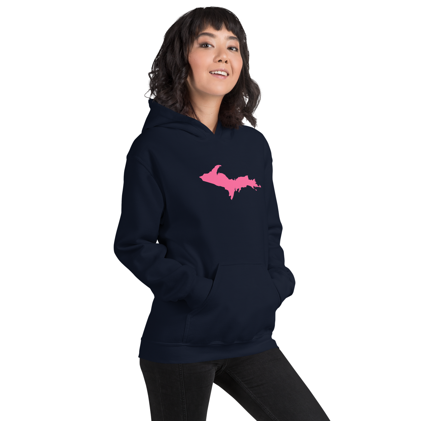 Michigan Upper Peninsula Hoodie (w/ Pink UP Outline) | Unisex Standard