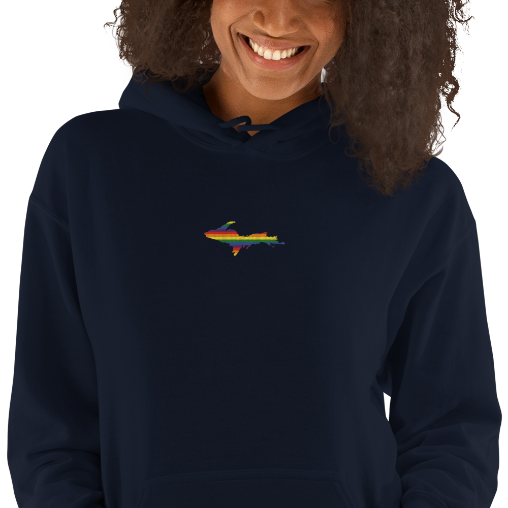 Michigan Upper Peninsula Hoodie (w/ Embroidered UP Pride Flag Outline) | Unisex Standard