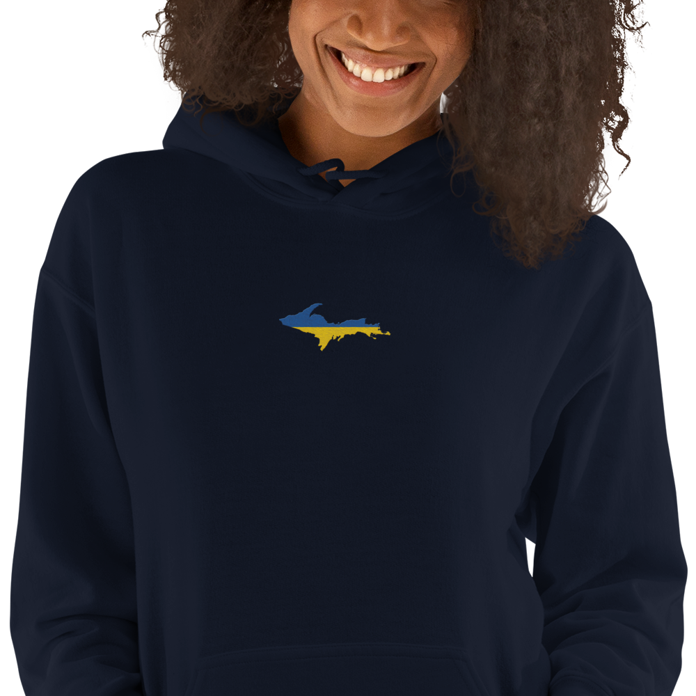 Michigan Upper Peninsula Hoodie (w/ Embroidered UP Ukraine Flag Outline) | Unisex Standard