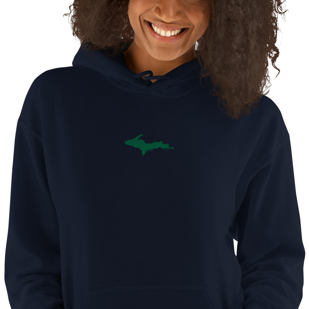 Michigan Upper Peninsula Hoodie (w/ Embroidered Green UP Outline) | Unisex Standard