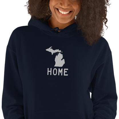 Michigan 'Home' Hoodie (Licence Plate Font) | Unisex Standard - Emb.