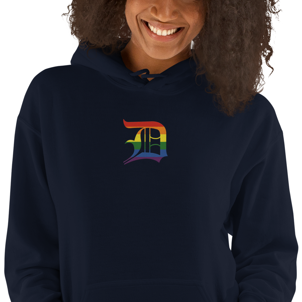 Detroit 'Old English D' Hoodie (Rainbow Pride Edition) | Unisex Standard - Emb.