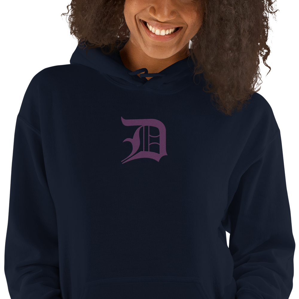 Detroit 'Old English D' Hoodie (Plum) | Unisex Standard - Emb.