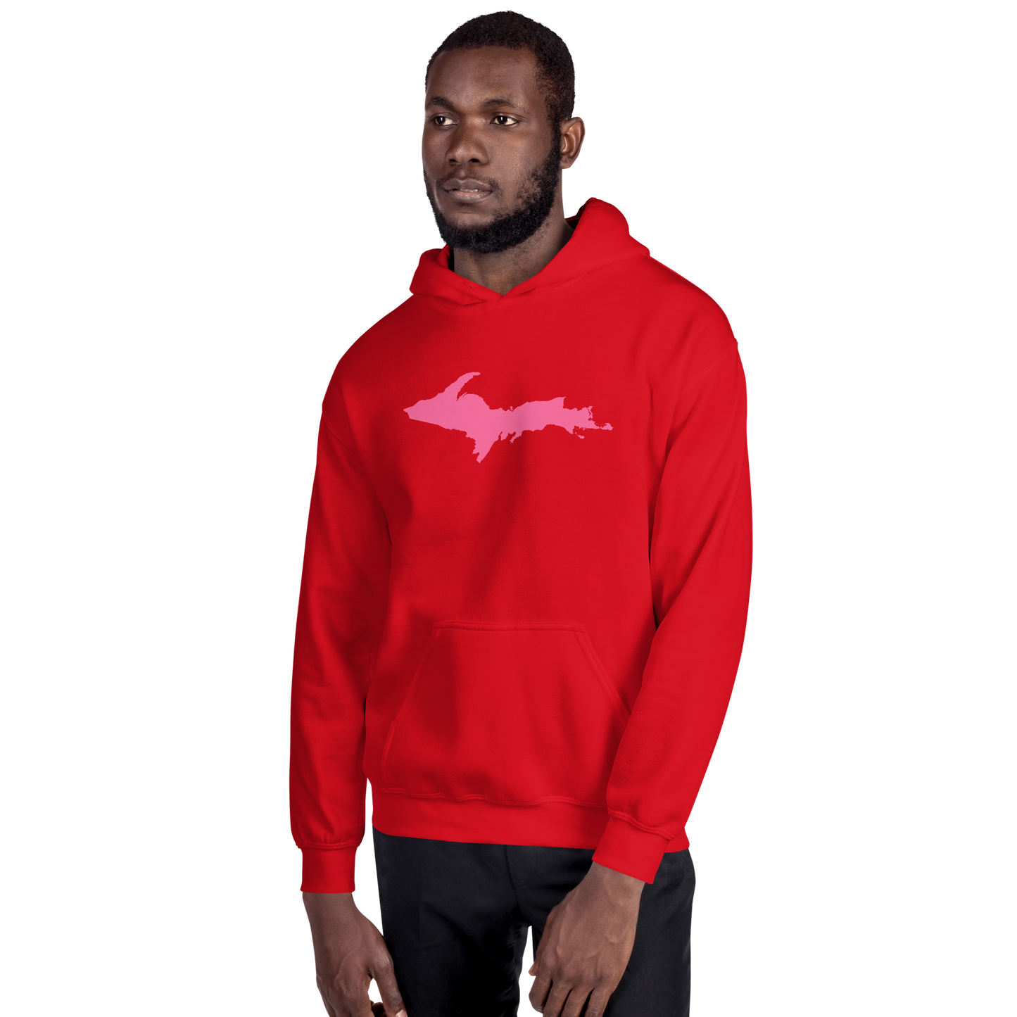 Michigan Upper Peninsula Hoodie (w/ Pink UP Outline) | Unisex Standard