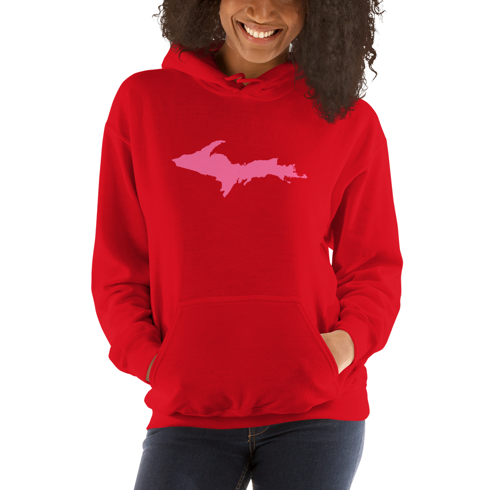 Michigan Upper Peninsula Hoodie (w/ Pink UP Outline) | Unisex Standard