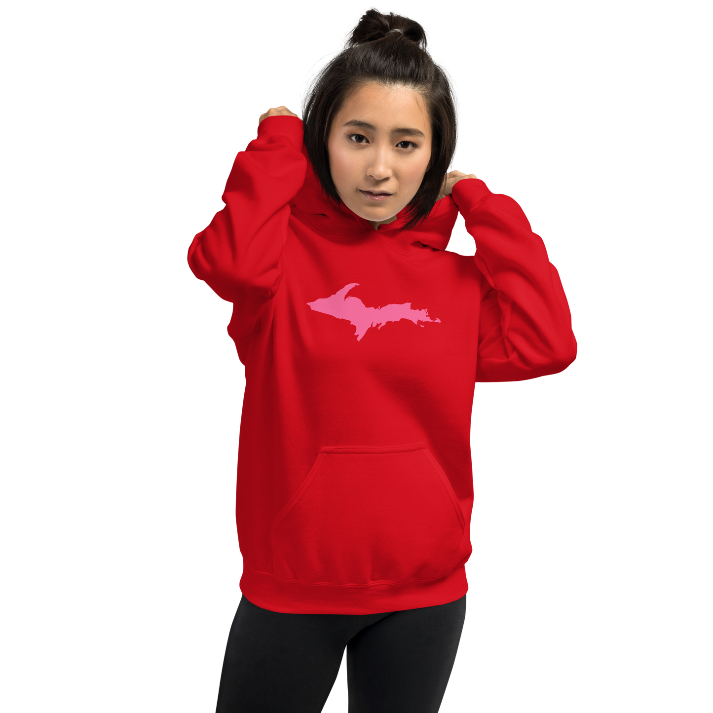 Michigan Upper Peninsula Hoodie (w/ Pink UP Outline) | Unisex Standard