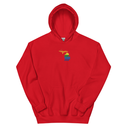 Michigan Hoodie (w/ MI Rainbow Pride Flag) | Unisex Standard - Emb.