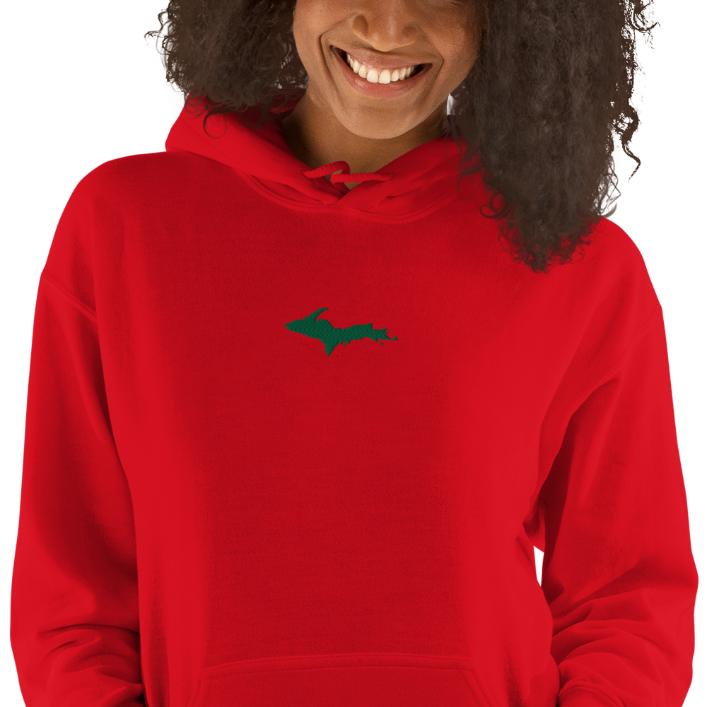 Michigan Upper Peninsula Hoodie (w/ Embroidered Green UP Outline) | Unisex Standard