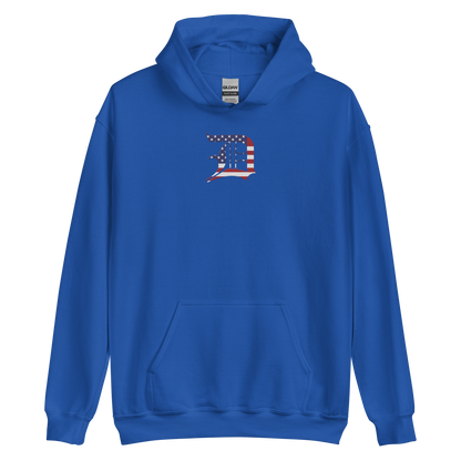 Detroit 'Old English D' Hoodie (Patriotic Edition) | Unisex Standard - Emb.