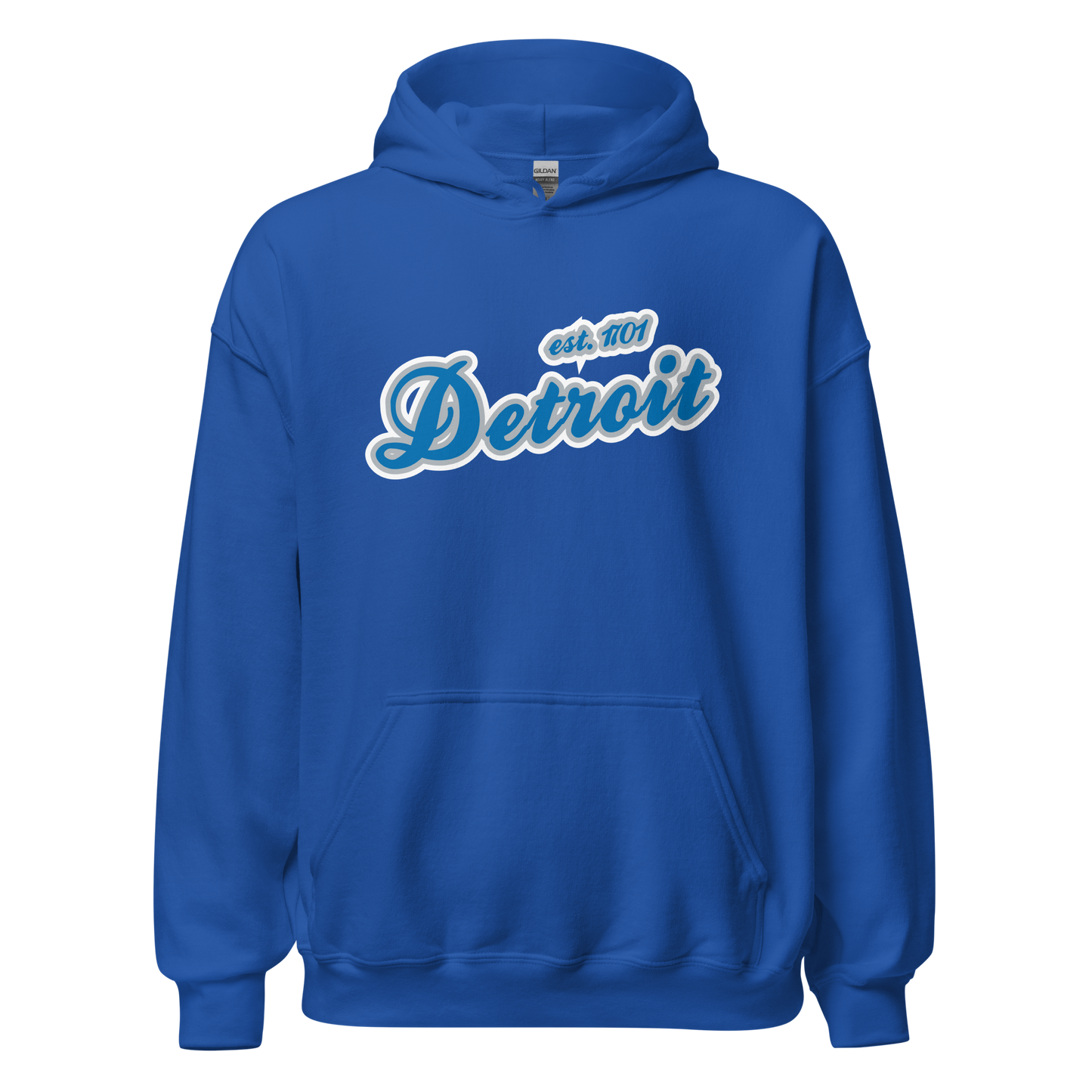 'Detroit EST. 1701' Hoodie (Azure Script Font) | Unisex Standard